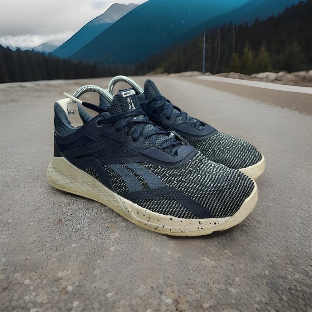 Reebok Nano X Women Fv6760 Size 7 Navy White Pre Owned